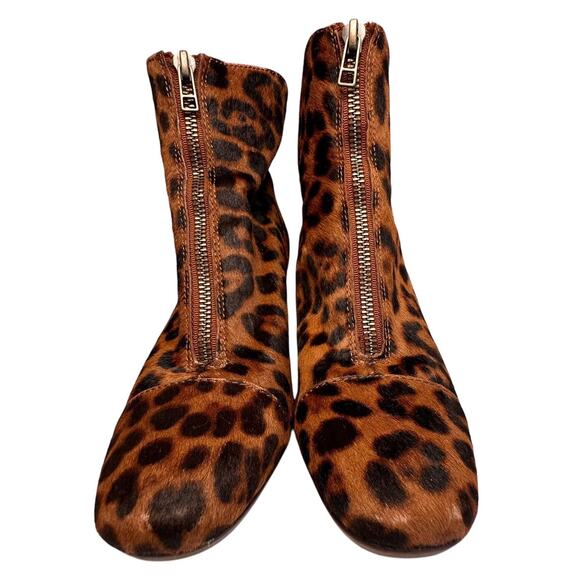 Madewell Amalia Leopard Booties Calf Fur Ankle Boots Front Zip Sz 7.5 Mob Wife - Picture 12 of 16
